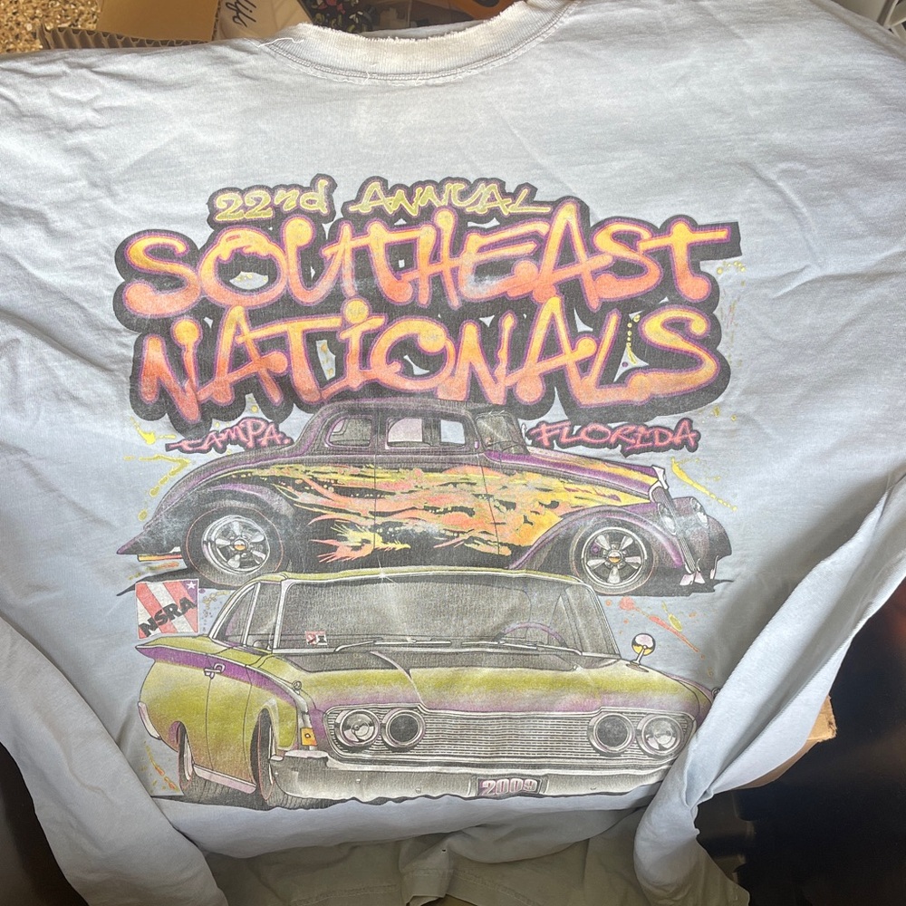 Southeast Nationals Graphic Tee — Light Blue with Yellow & Purple Artwork